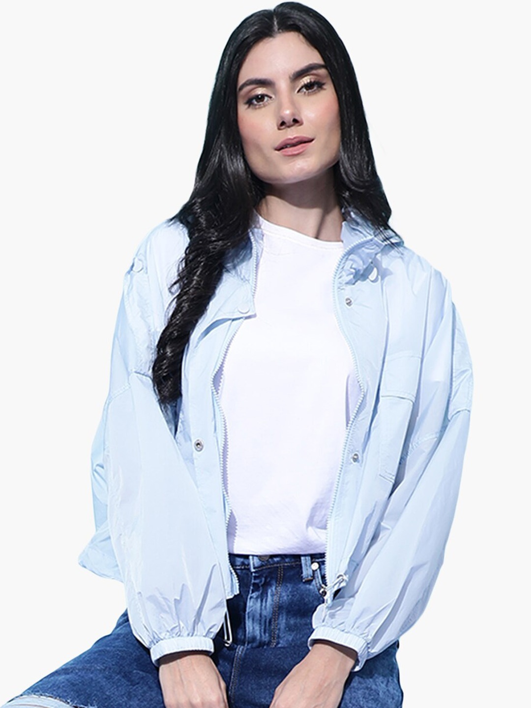 

Virgio Hooded Windcheater Longline Tailored Jacket, Blue
