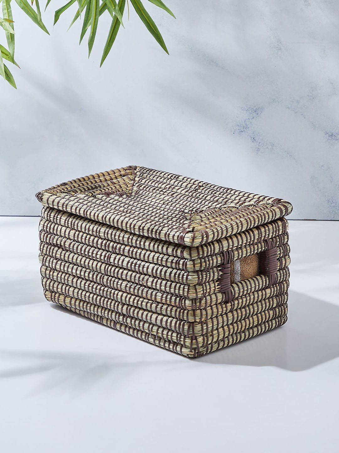 

Home Centre Brown Wilton Reed Seagrass Storage Basket with Lid
