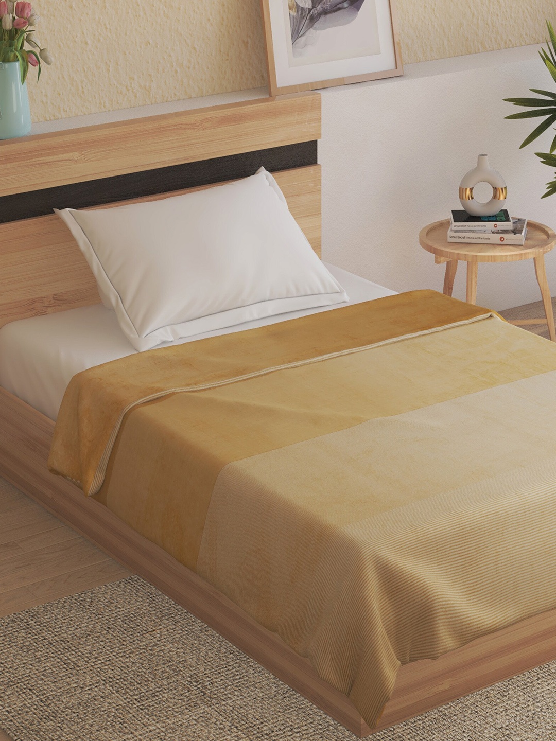 

Home Centre Yellow Striped Summer 350 GSM Single Bed Blanket