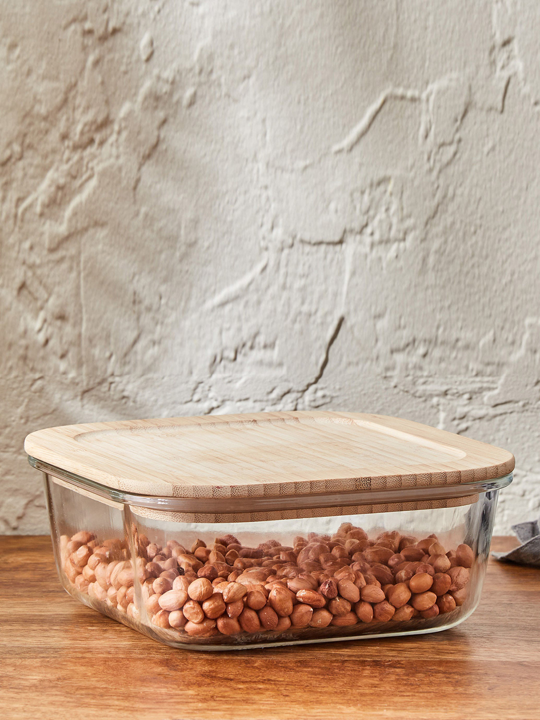 

Home Centre Transparent Palestine Glass Storage Canister with Bamboo Lid 1.1L