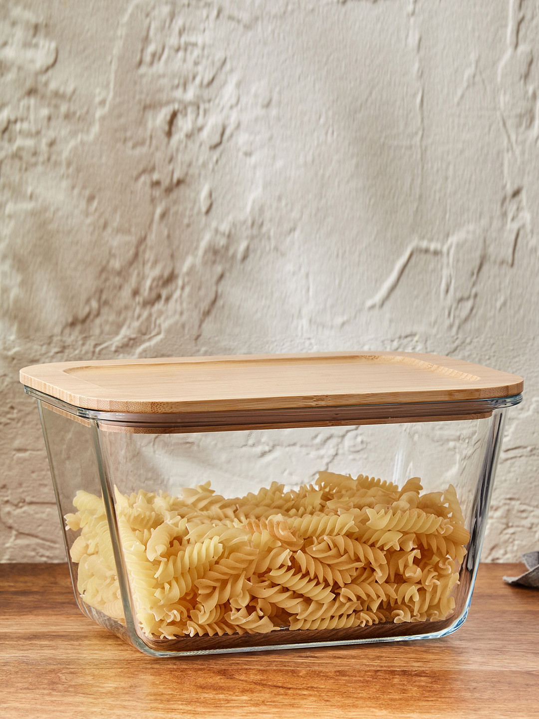

Home Centre Transparent Glass Storage Canister with Bamboo Lid 2.5L