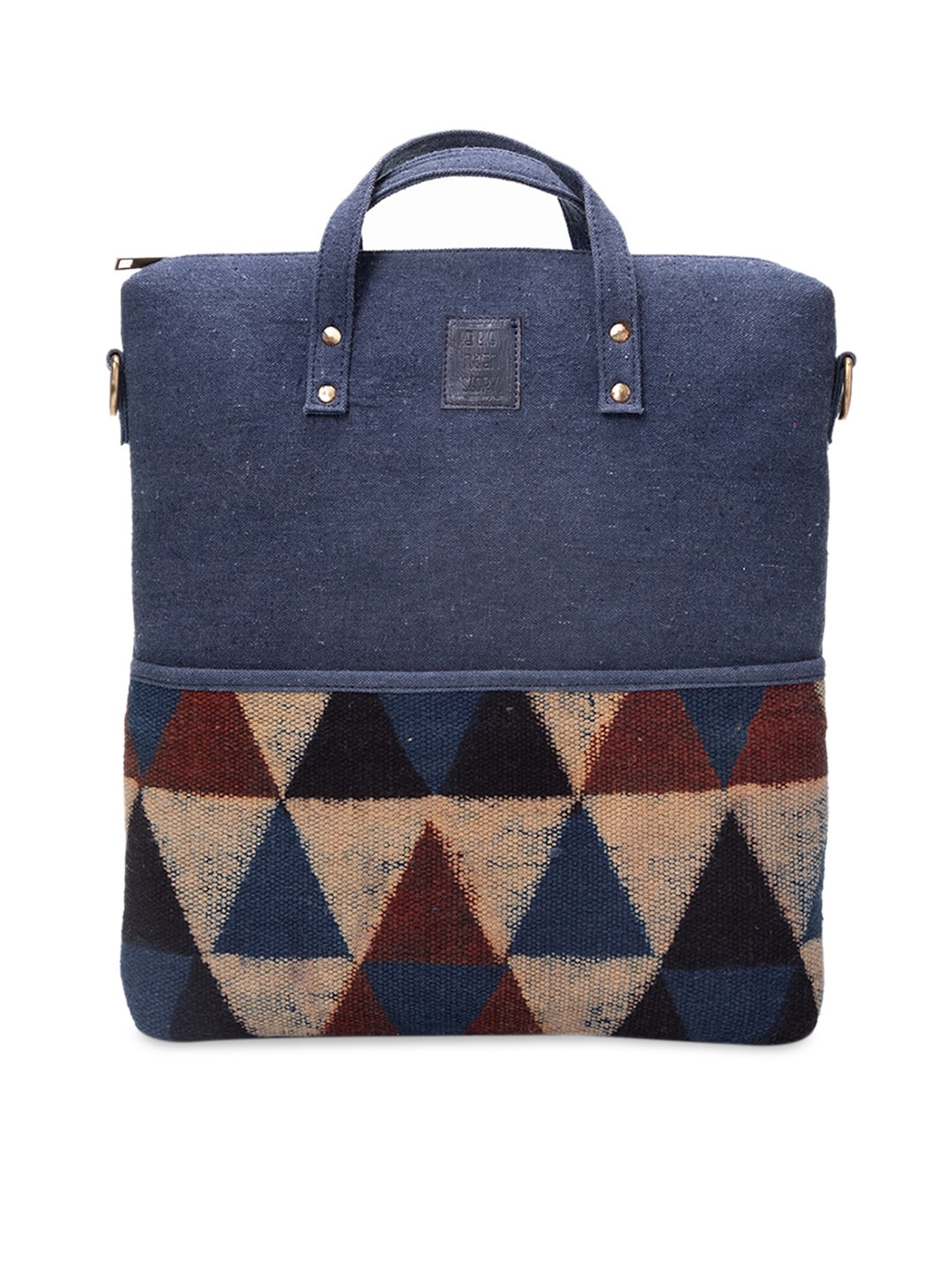 

A BIG INDIAN STORY Geometric Printed Structured Sling Bag, Blue