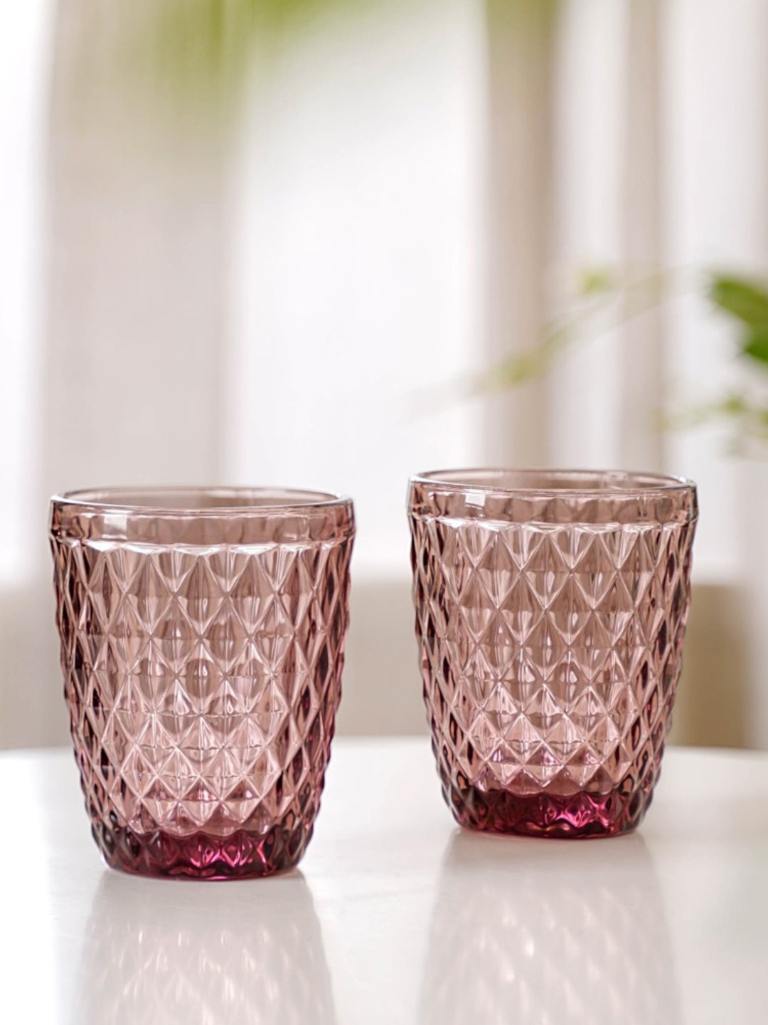 

Nestasia 4 Pieces Mauve Textured Drinking Glasses - 250 ML Each