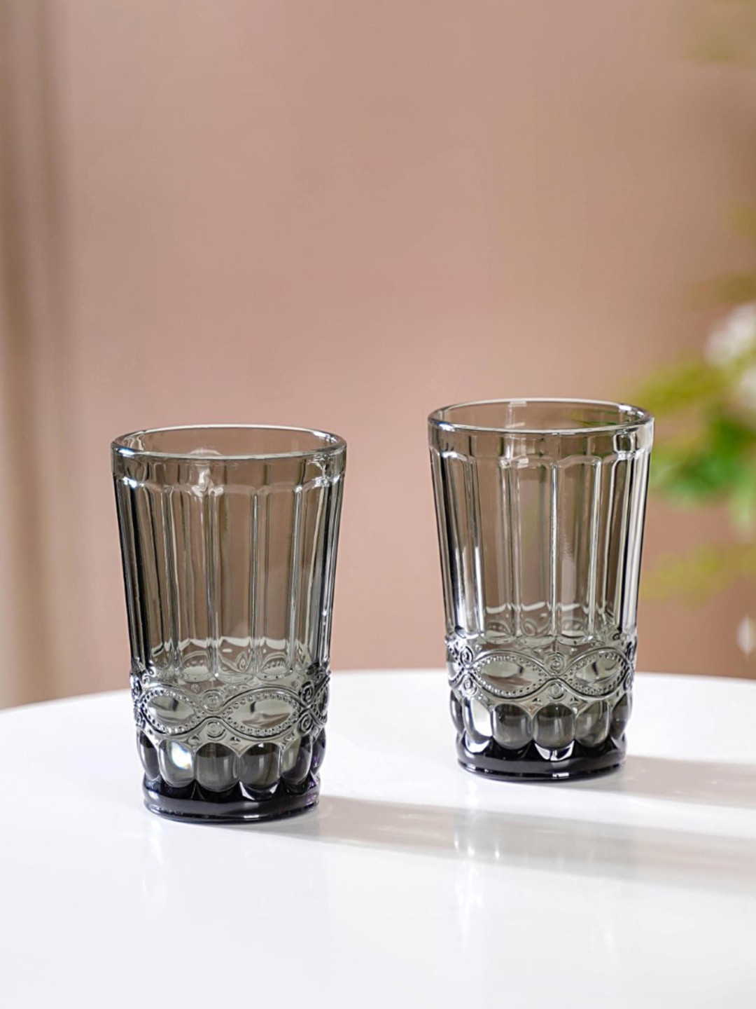 

Nestasia 4 Pieces Grey Textured Drinking Glass - 300 ML Each