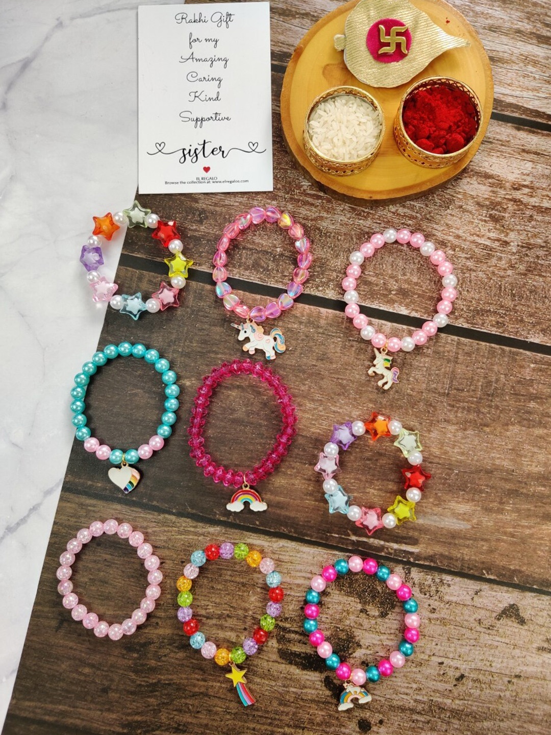 

EL REGALO Girls Set Of 9 Alloy Bracelet, Blue