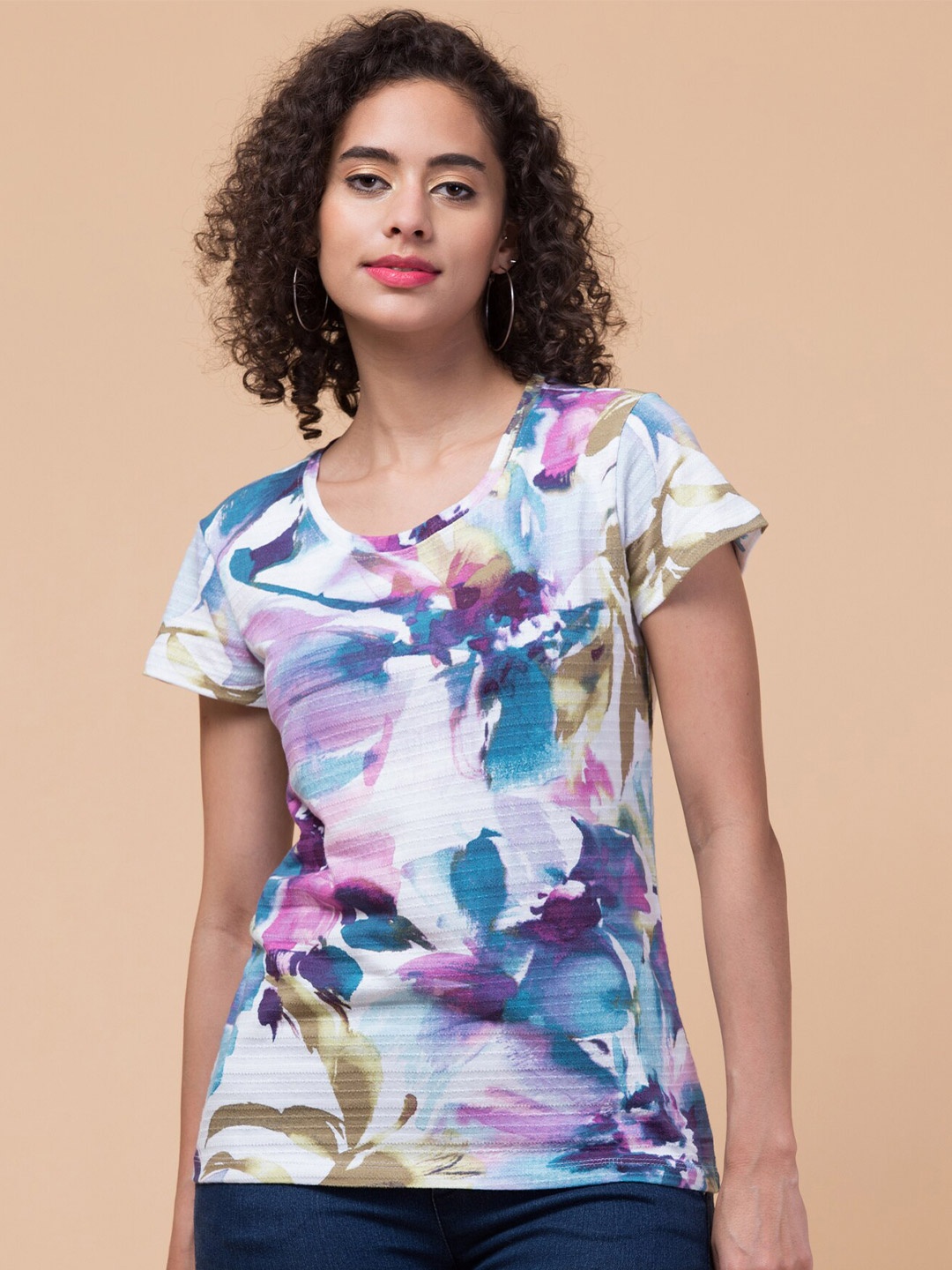 

Hive91 Abstract Printed Cotton T-shirt, White
