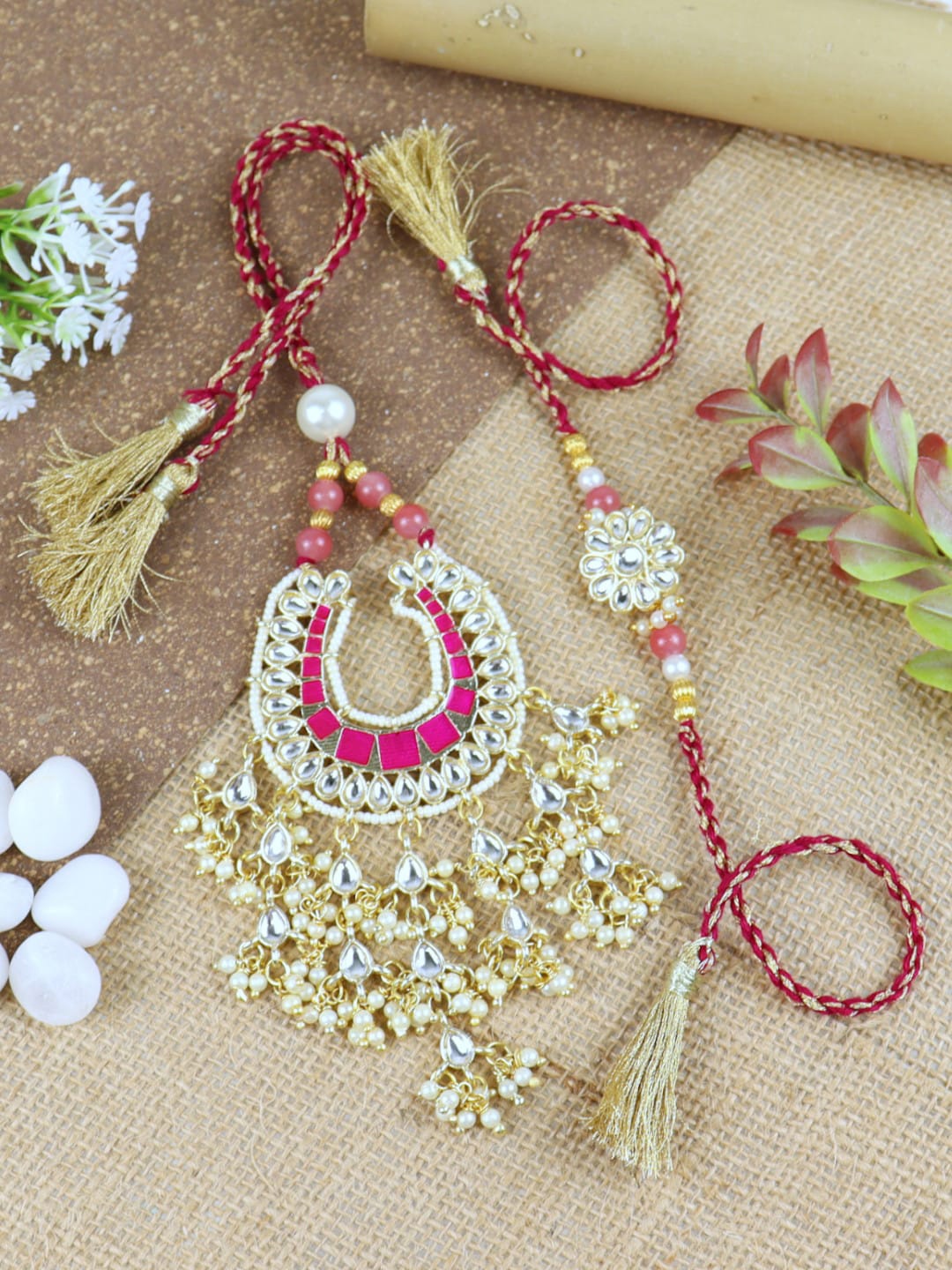 

Asthetika Set Of 2 Kundan Studded Bhaiya Bhabhi Rakhi, Gold
