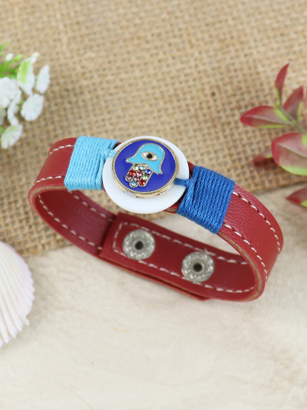 

Asthetika Men Evil Eye Bracelet Rakhi, Red