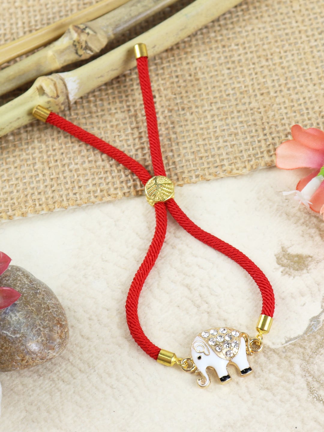 

Asthetika Men Elephant Bracelet Rakhi, Red
