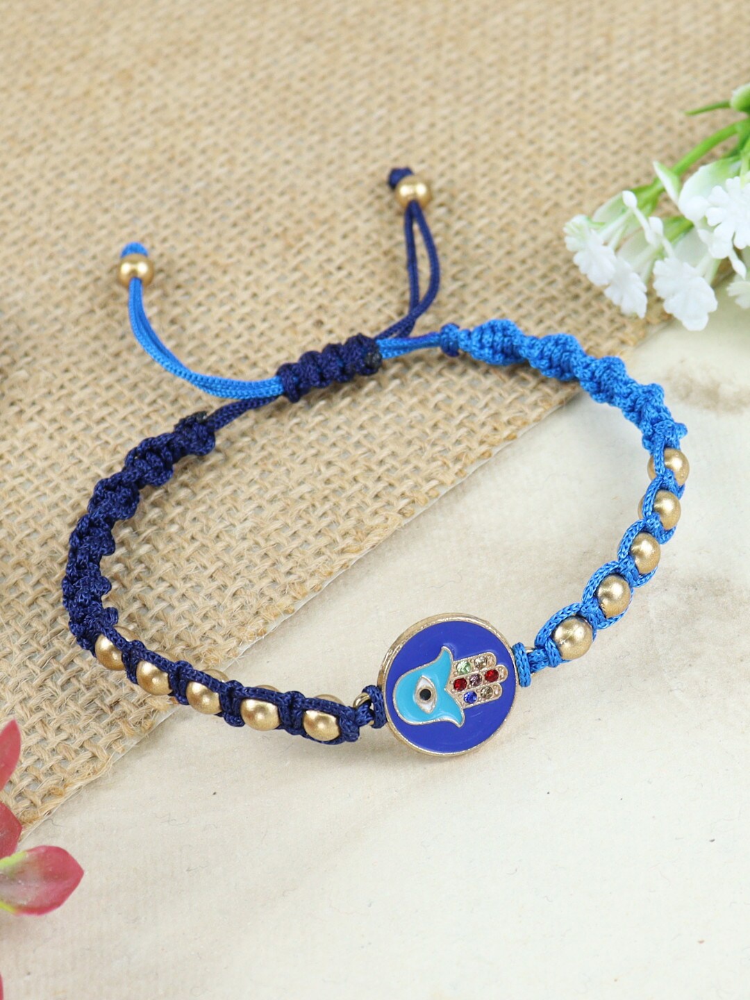 

Asthetika Men Evil Eye Macrame Bracelet Rakhi, Blue