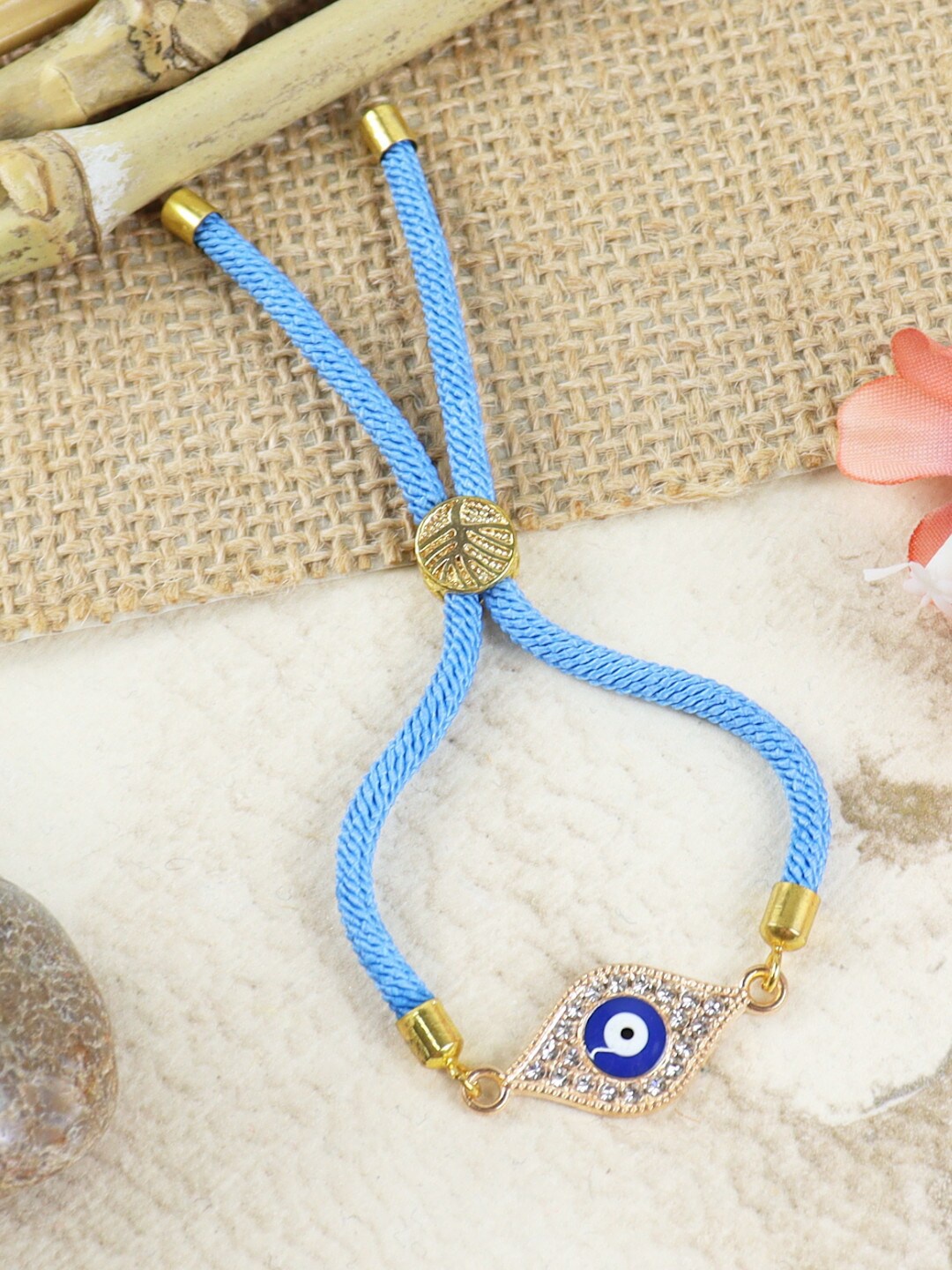 

Asthetika Men Stone-Studded Evil Eye Bracelet Rakhi, Blue