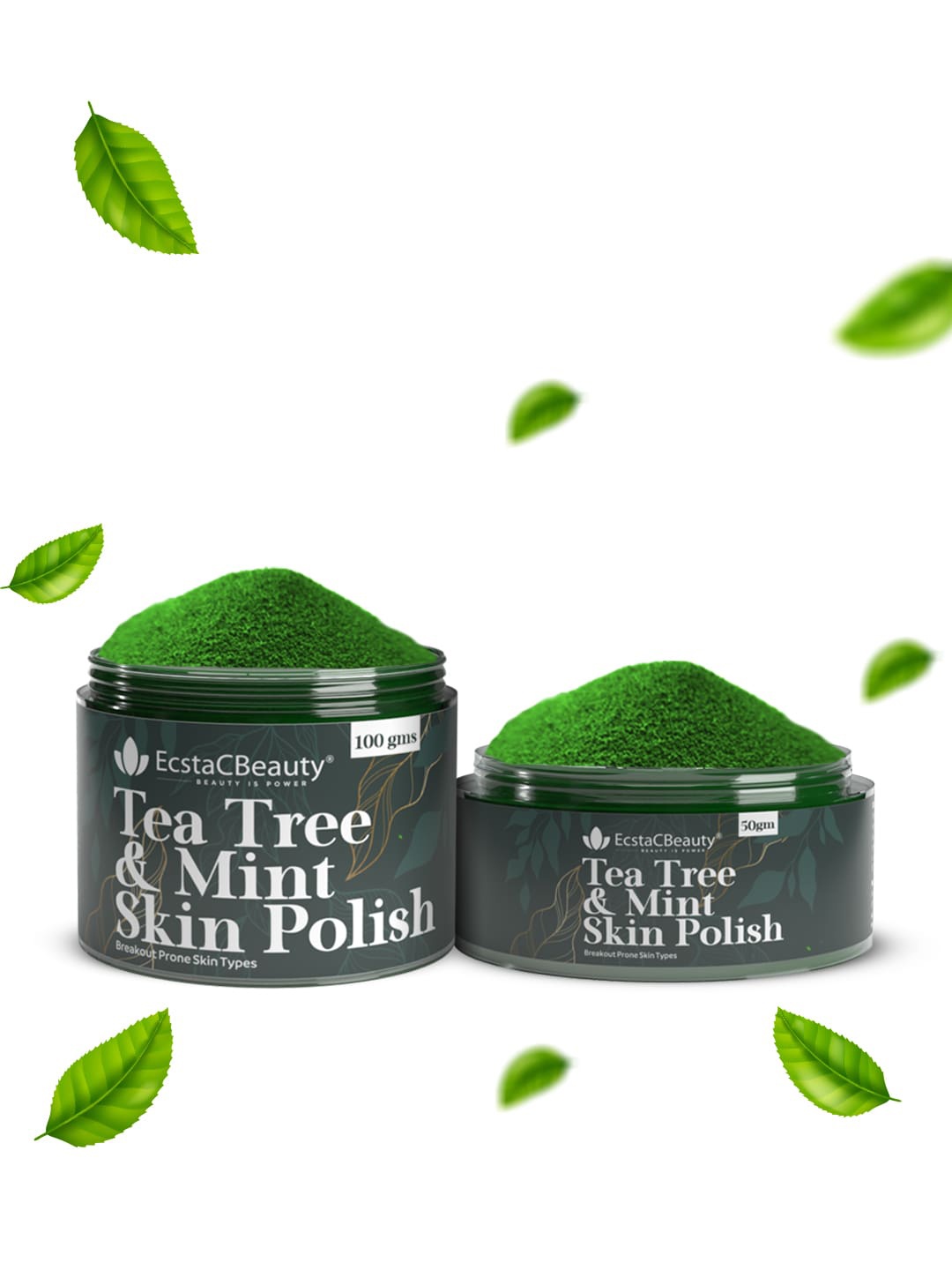 

EcstaCBeauty Tea Tree & Mint Skin Polish Acne & Pimples Scrub-100gm, Green
