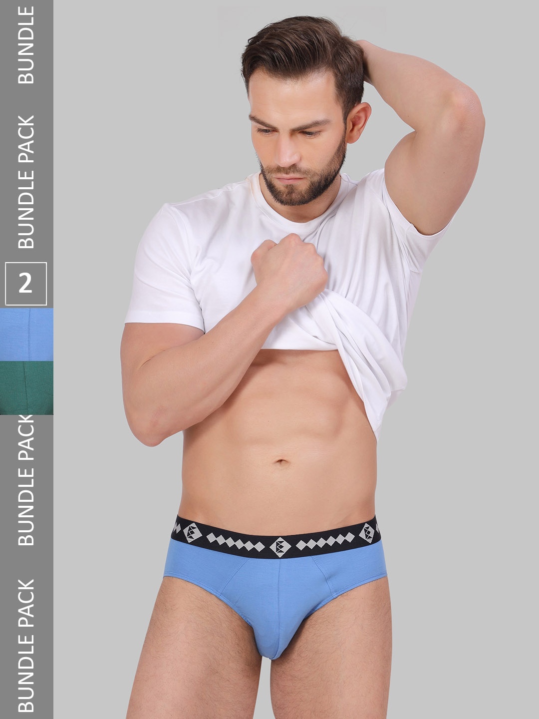 

FINIVO FASHION Pack Of 2 Snug Fit Modal Basic Briefs BDBR_COMBO_GREEN-SKY_M