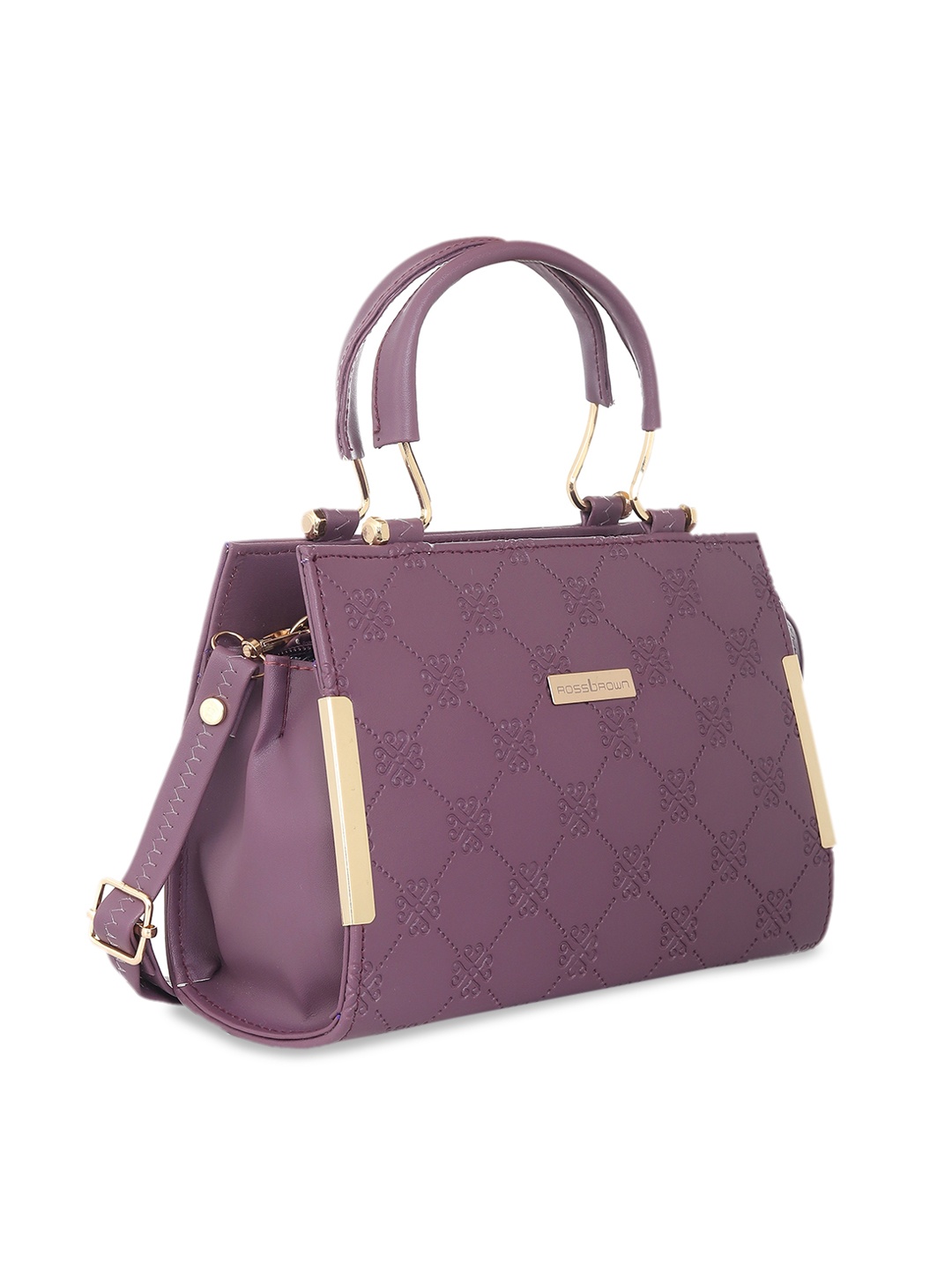 

ROSS BROWN PU Structured Quilted Handheld Bag, Purple