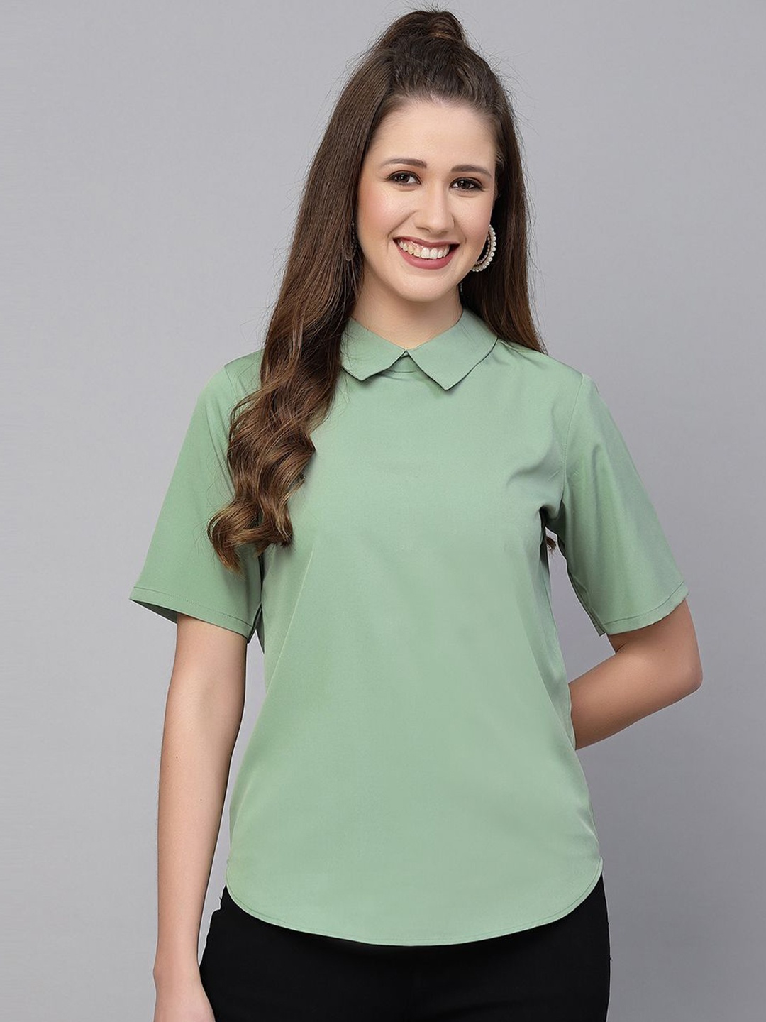 

Selvia Shirt Style Top, Olive