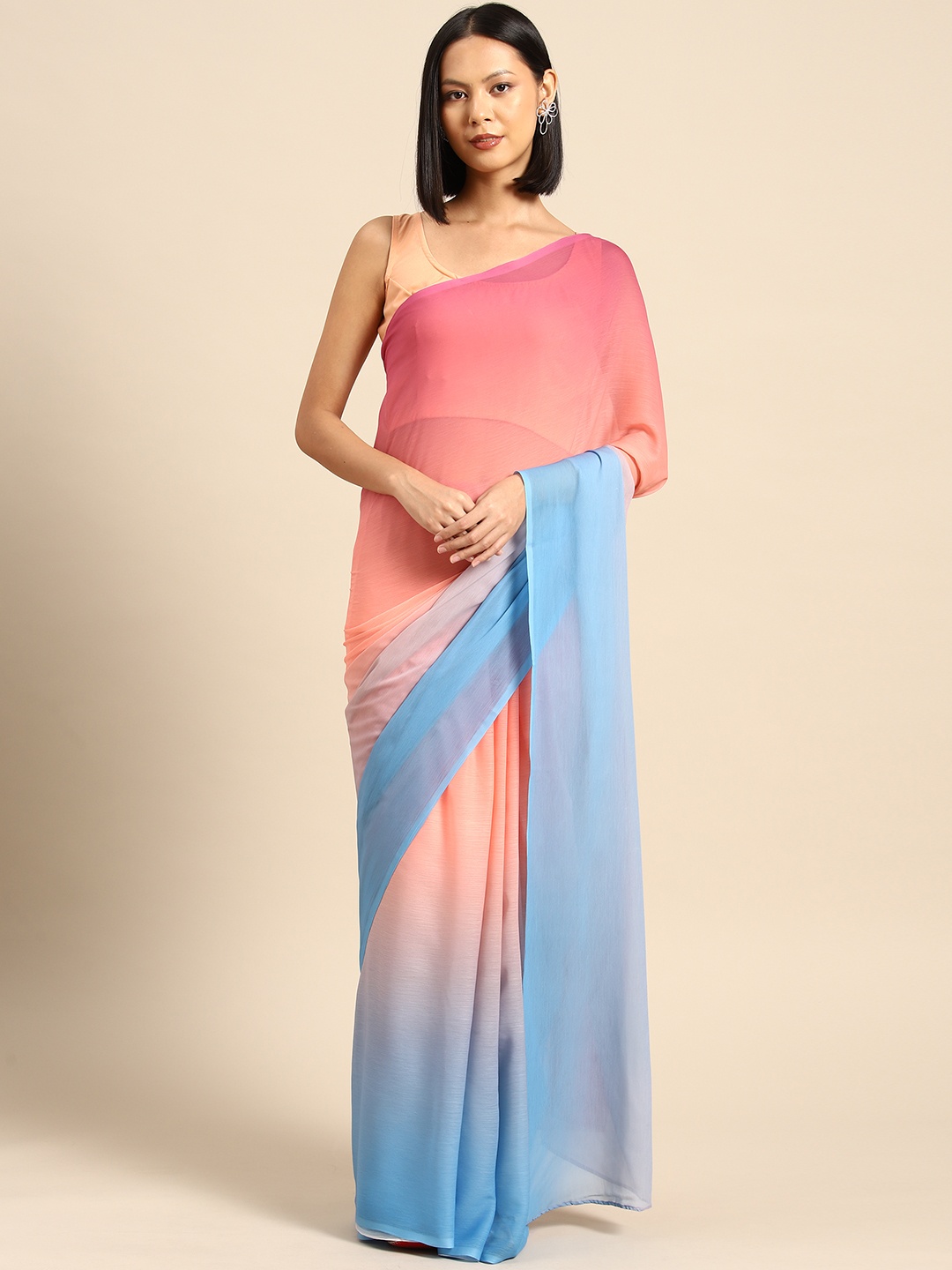 

Ahalyaa Ombre Poly Chiffon Saree, Pink