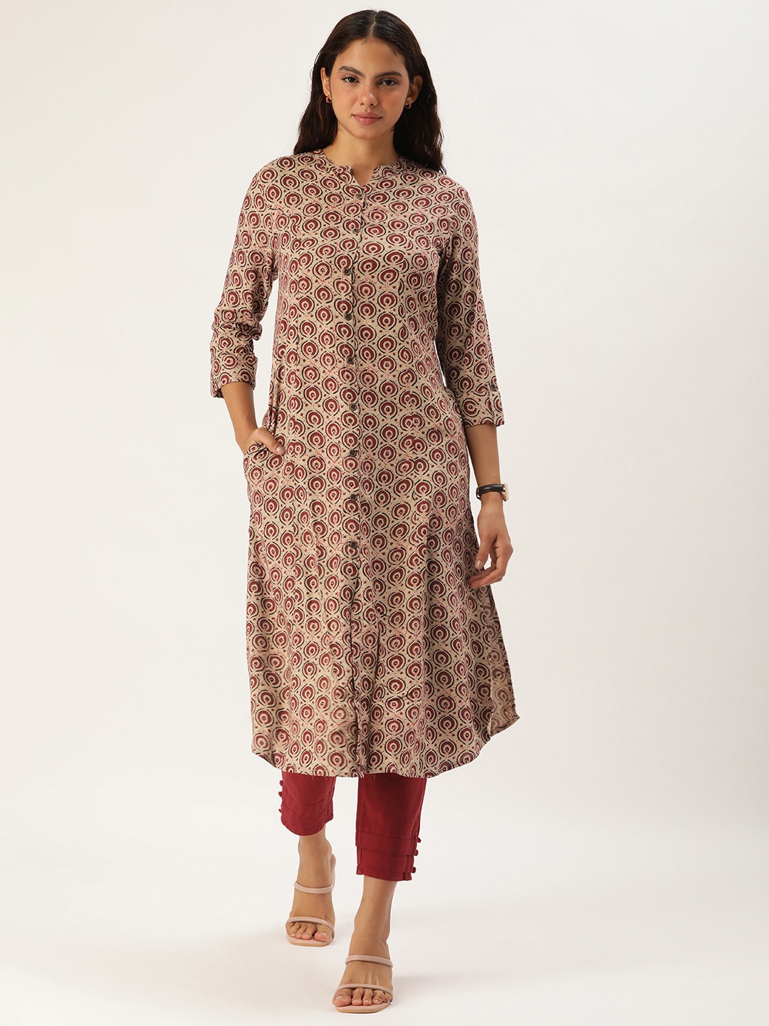 

AMUKTI Women Ethnic Motifs Printed Kurta, Beige
