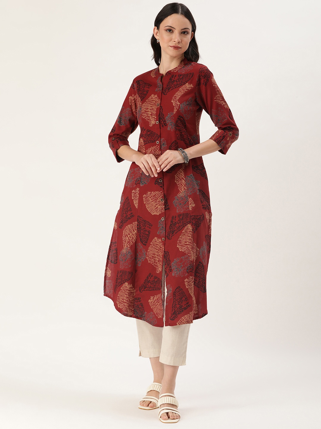 

AMUKTI Women Printed Cotton Kurta, Red
