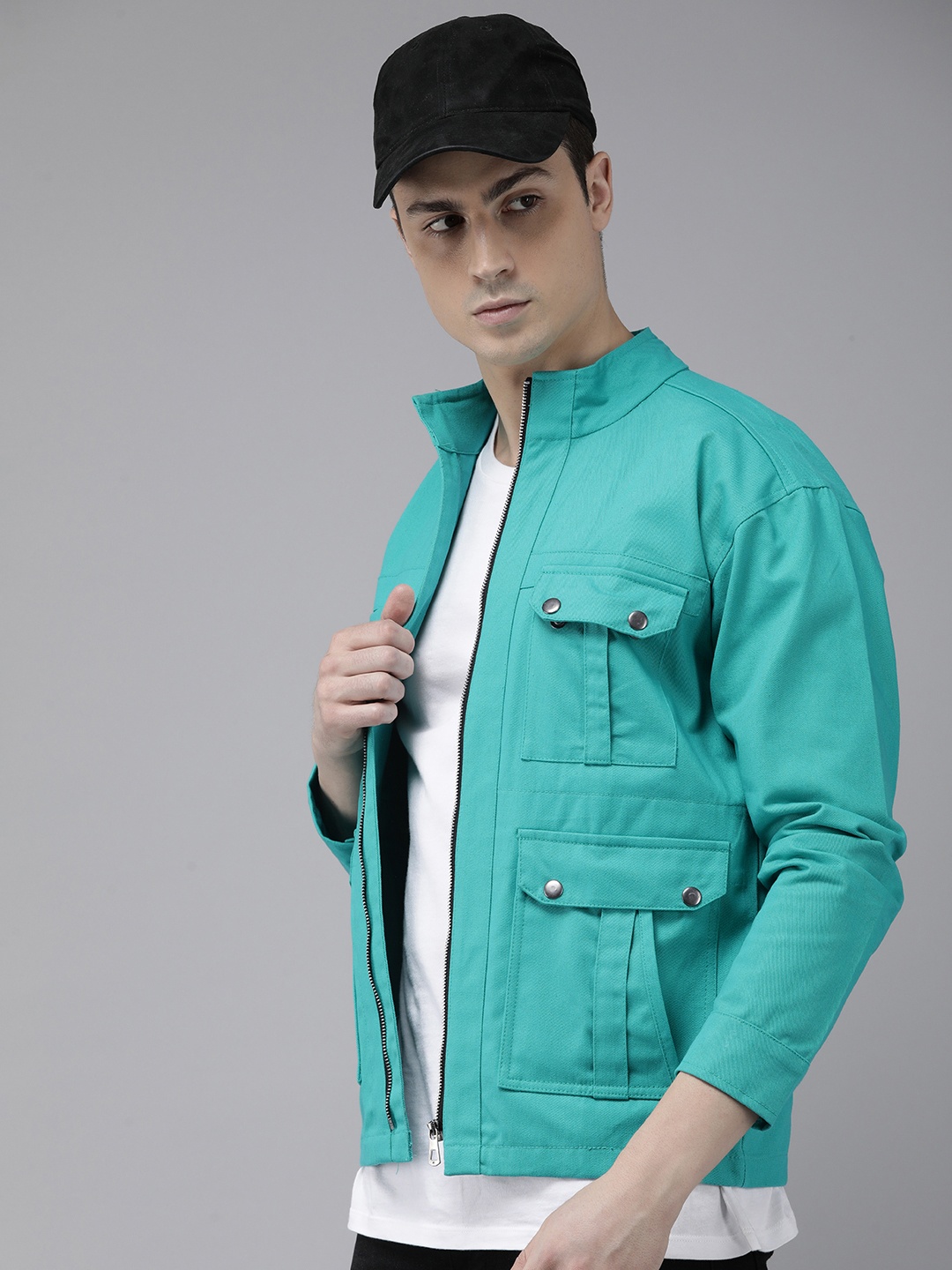 

VOXATI Men Solid Sporty Jacket, Turquoise blue