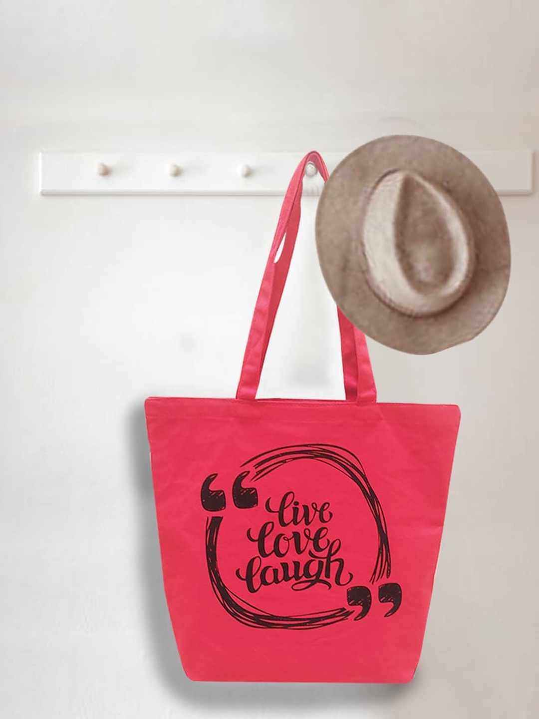 

earthbags Pack of 2 Printed Canvas Shopper Tote Bag, Red