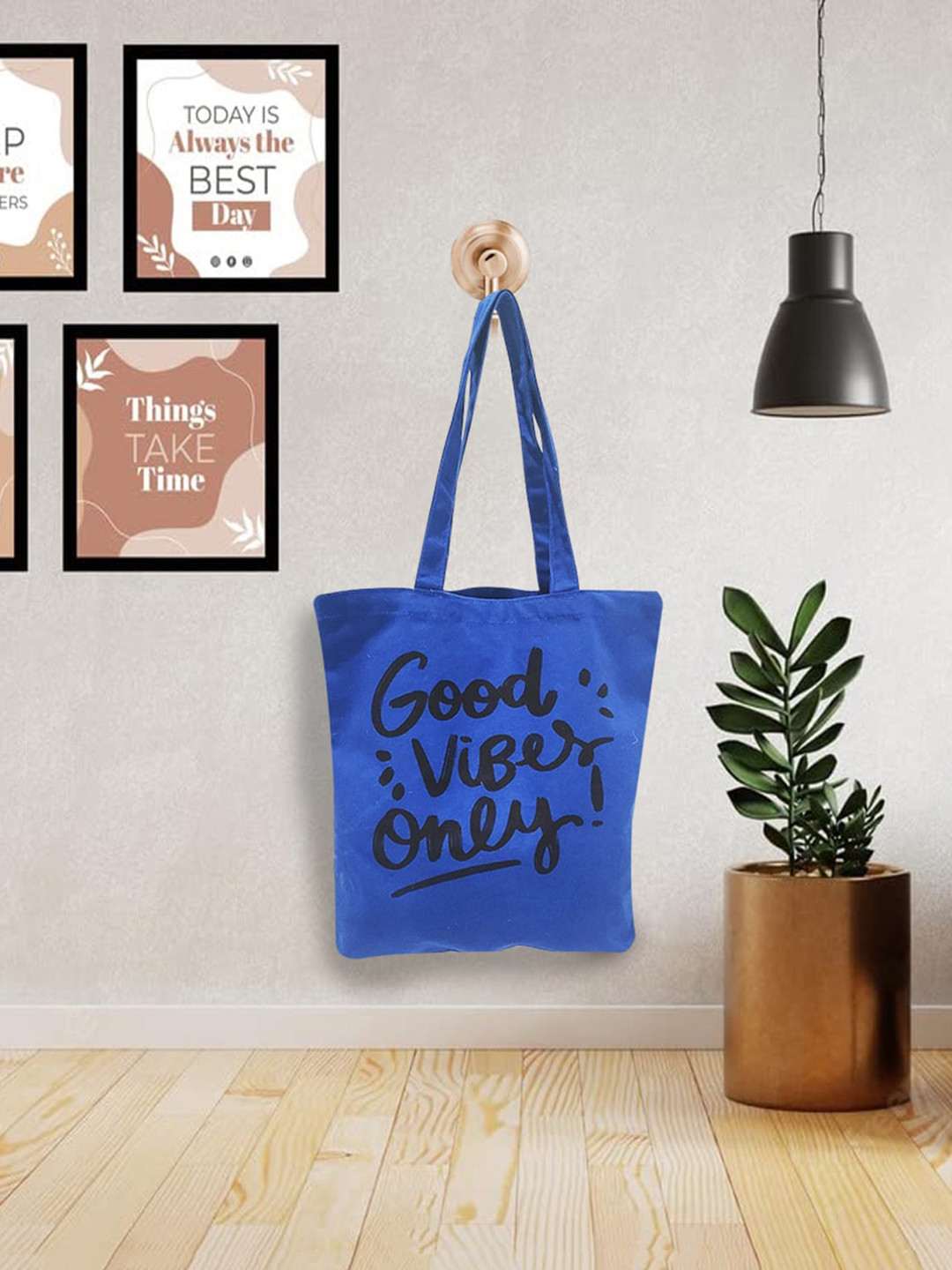 

earthbags Pack Of 2 Typography Printed Shopper Tote Bag, Blue