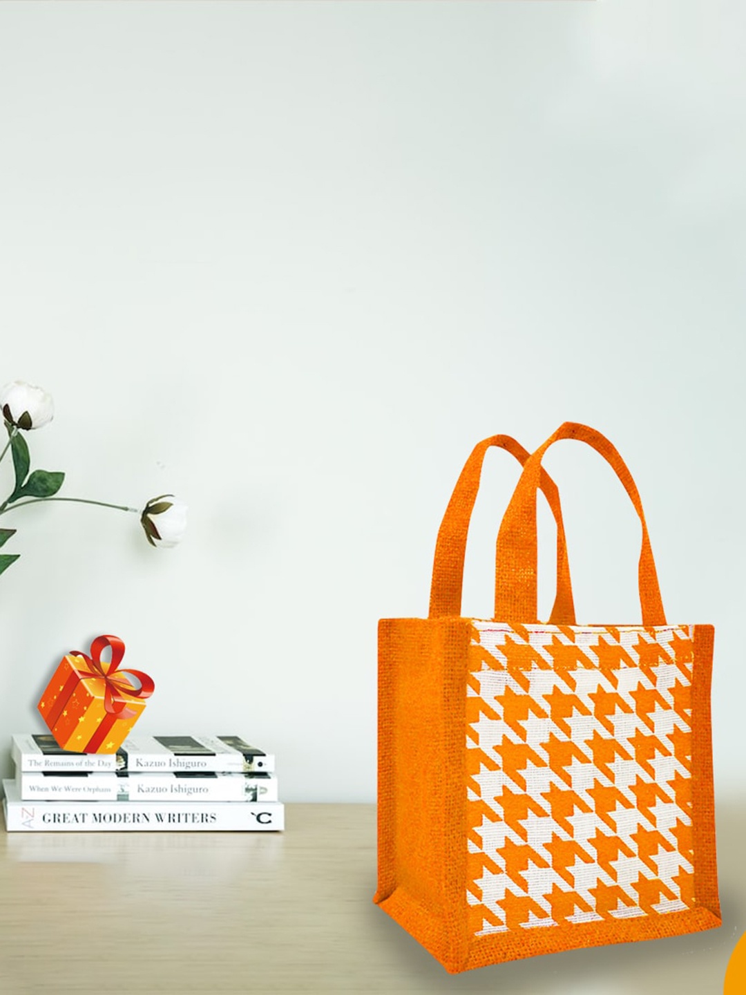 

earthbags Pack Of 5 Structured Handheld Bag, Orange