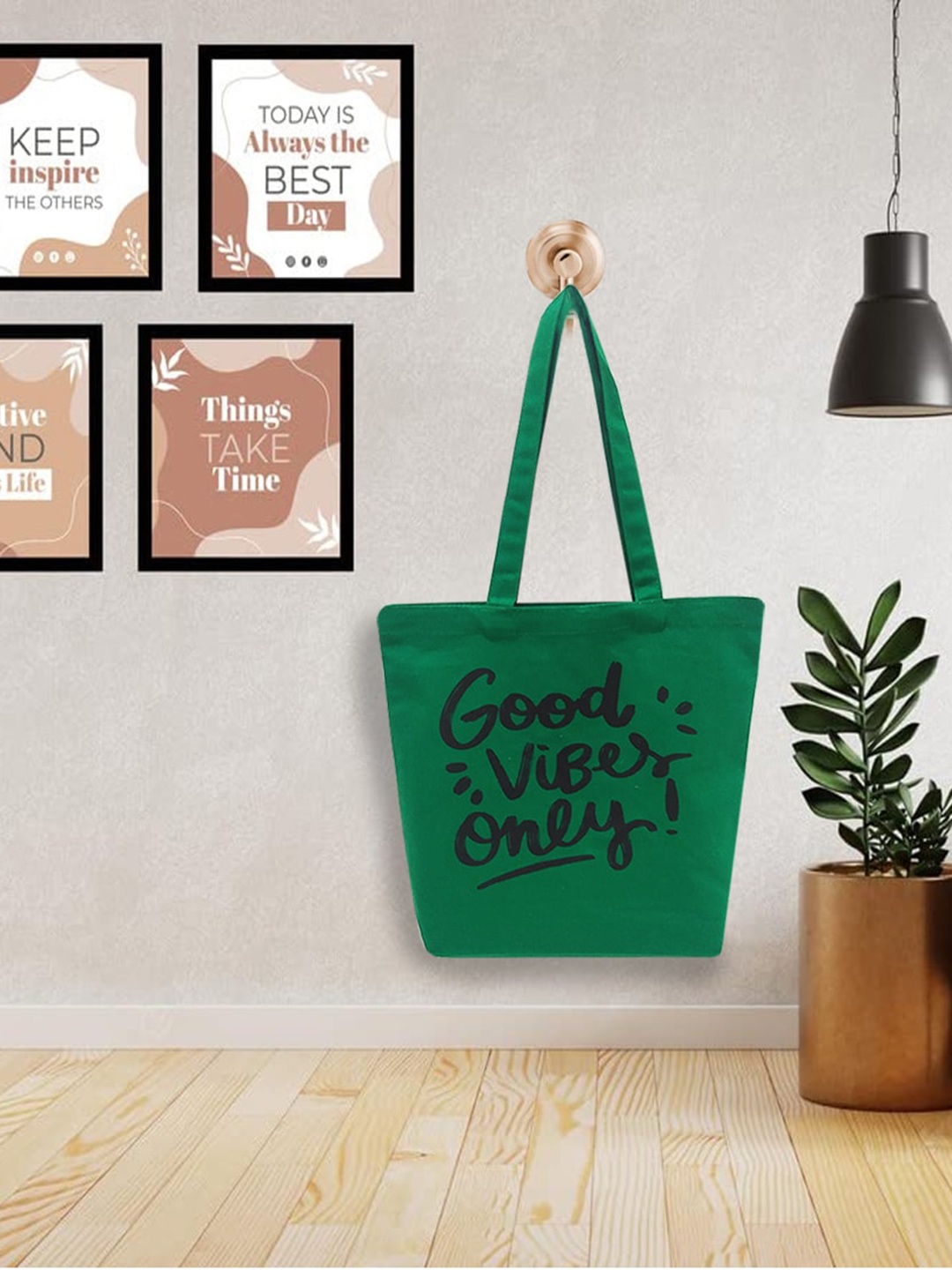 

earthbags Pack Of 2 Printed Oversized Shopper Hobo Bag, Green