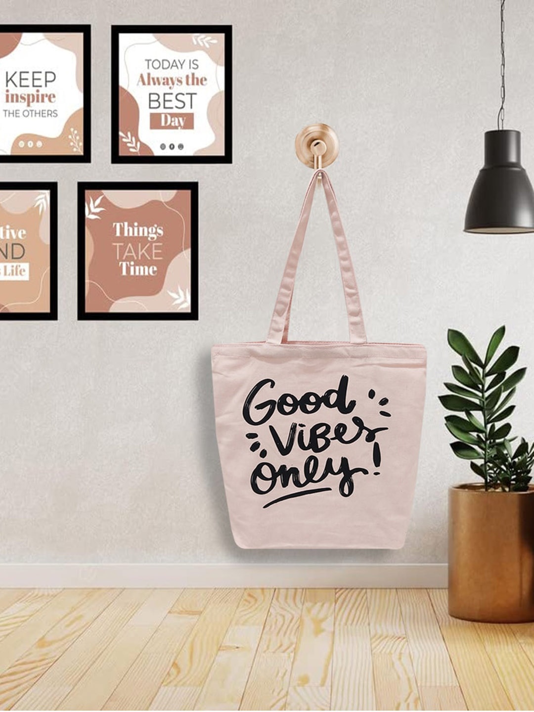 

earthbags Set Of 2 Printed Shopper Canvas Tote Bags, Pink