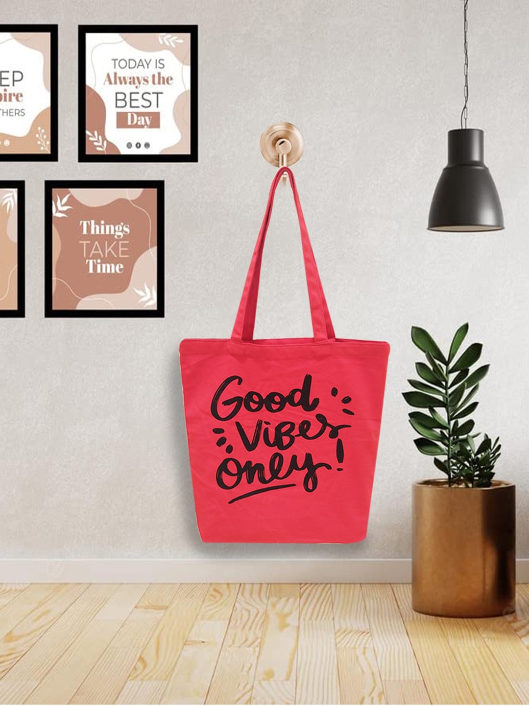 

earthbags Set Of 2 Printed Shopper Canvas Tote Bags, Orange