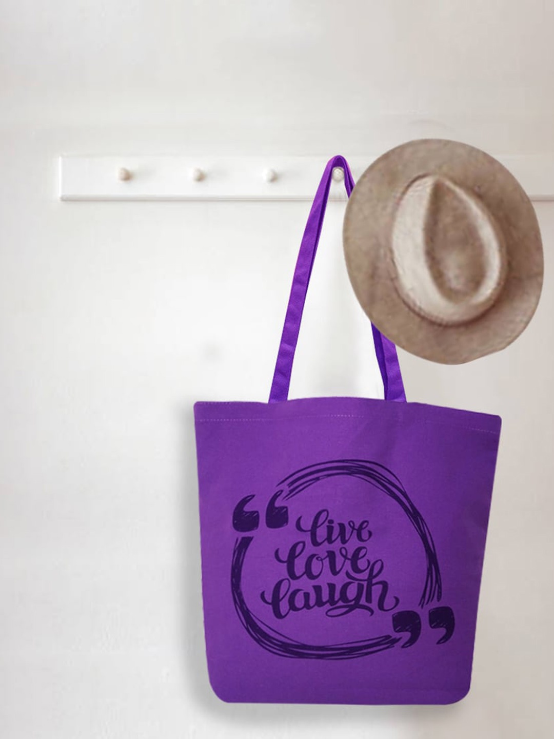 

earthbags Set Of 2 Printed Shopper Canvas Tote Bags, Purple