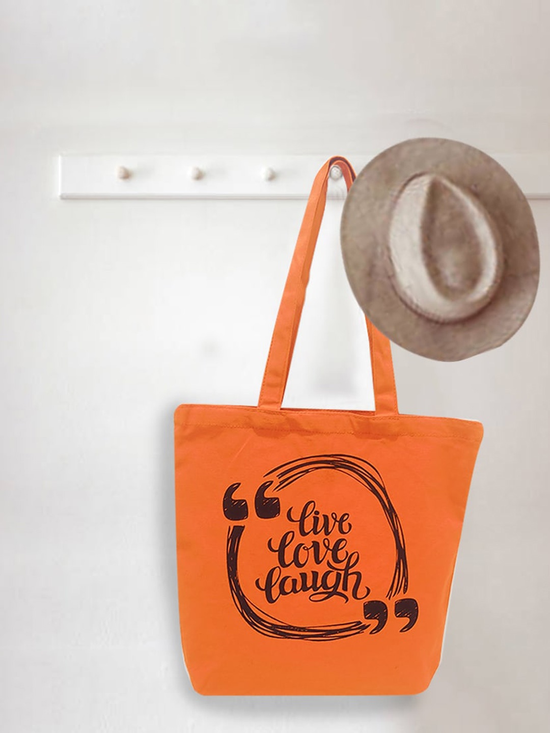 

earthbags Pack Of 2 Printed Canvas Shopper Tote Bag, Orange