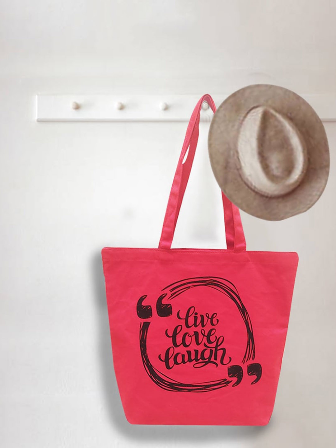 

earthbags Set Of 2 Striped Shopper Canvas Tote Bags, Red