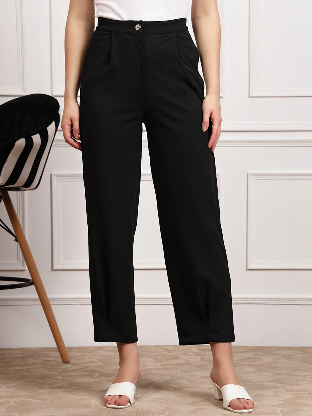 

plusS WORX Black Women Mid Rise Trousers