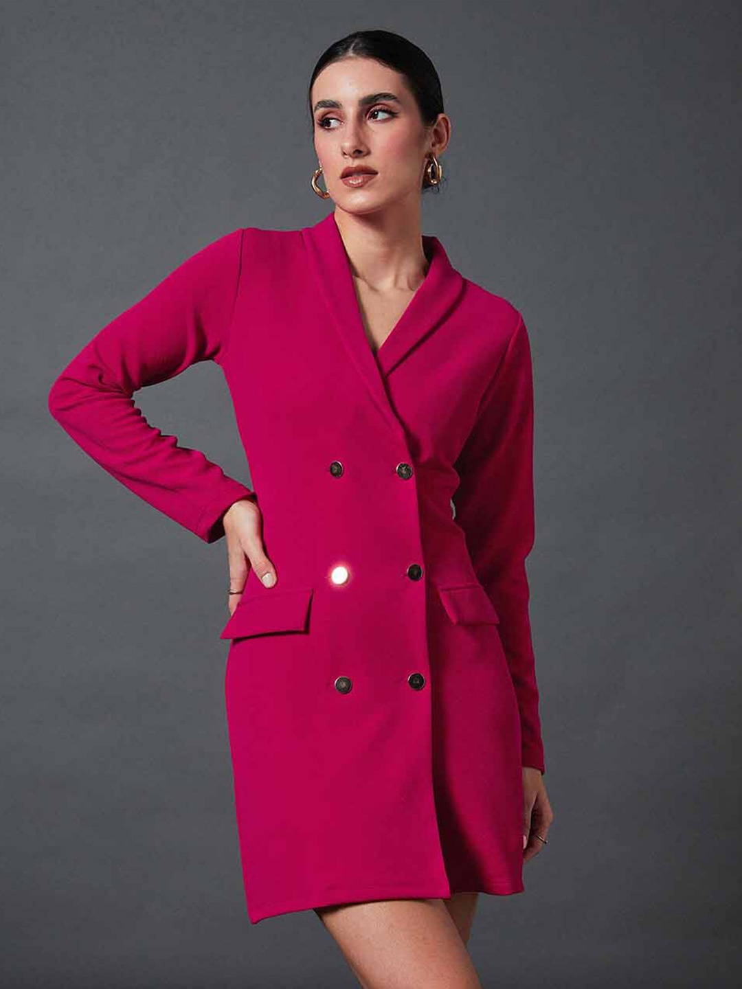 

SASSAFRAS worklyf Shawl Collar Sheath Blazer Dress, Pink