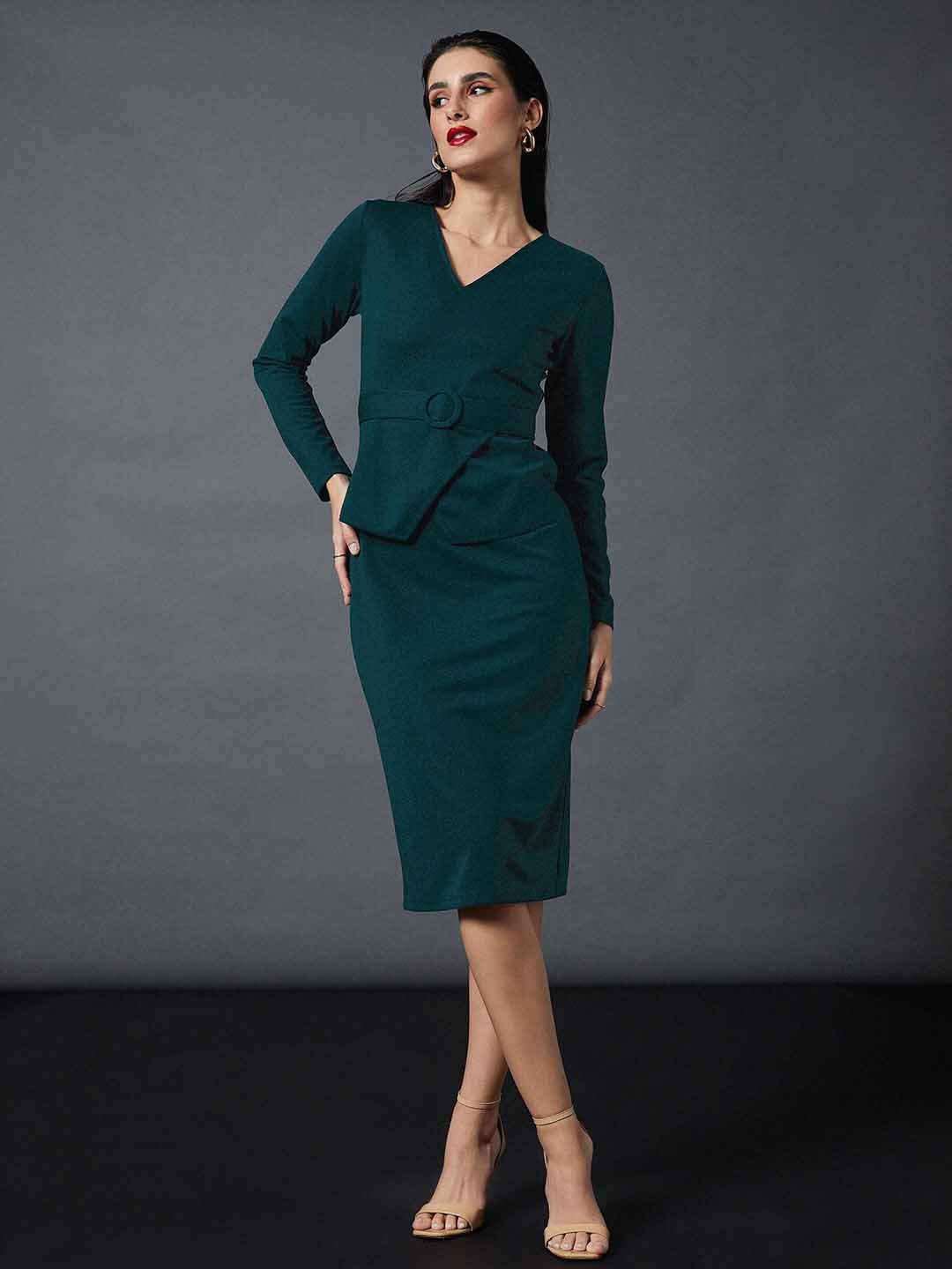 

SASSAFRAS worklyf V-Neck Sheath Dress, Green