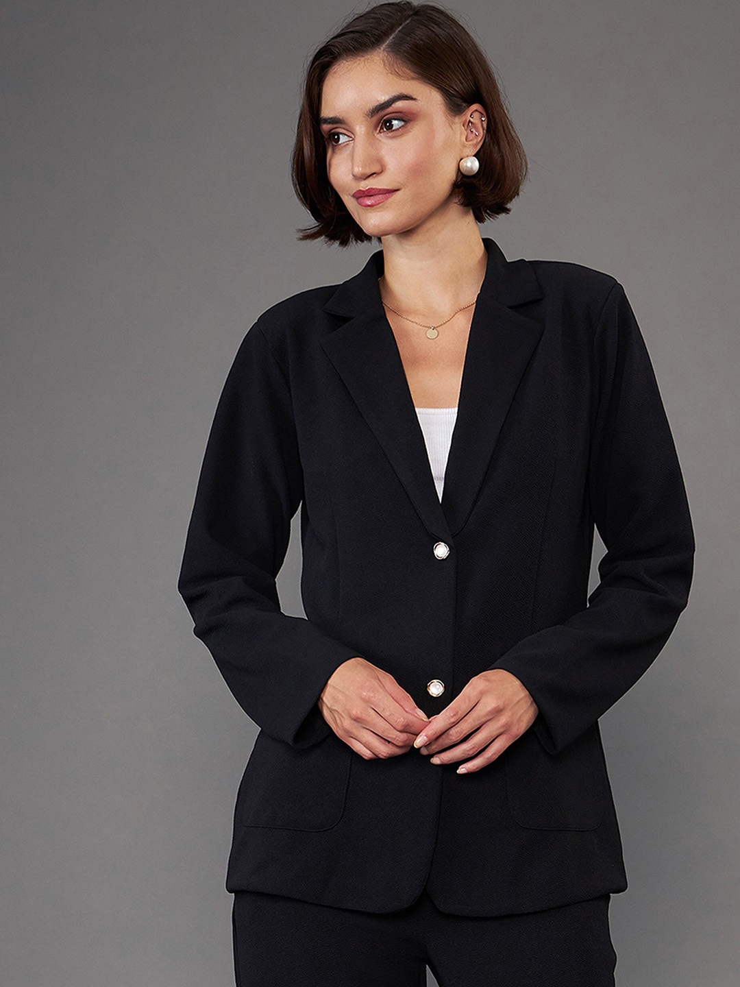 

SASSAFRAS worklyf Single Breasted Slim Fit Formal Blazer, Black