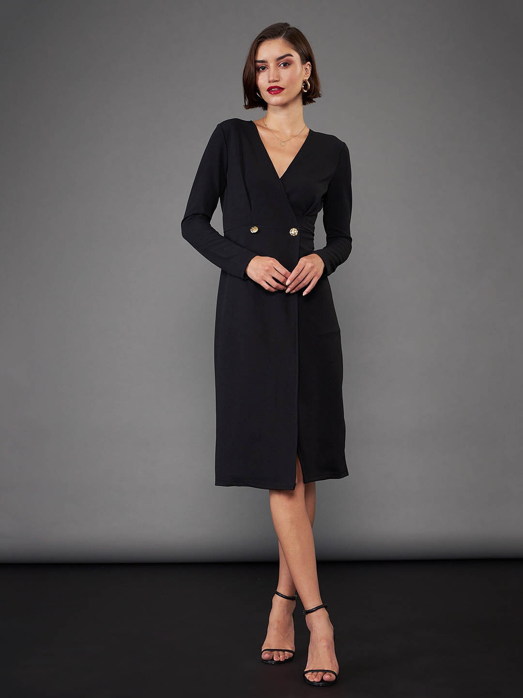 

SASSAFRAS worklyf V-Neck Sheath Dress, Black