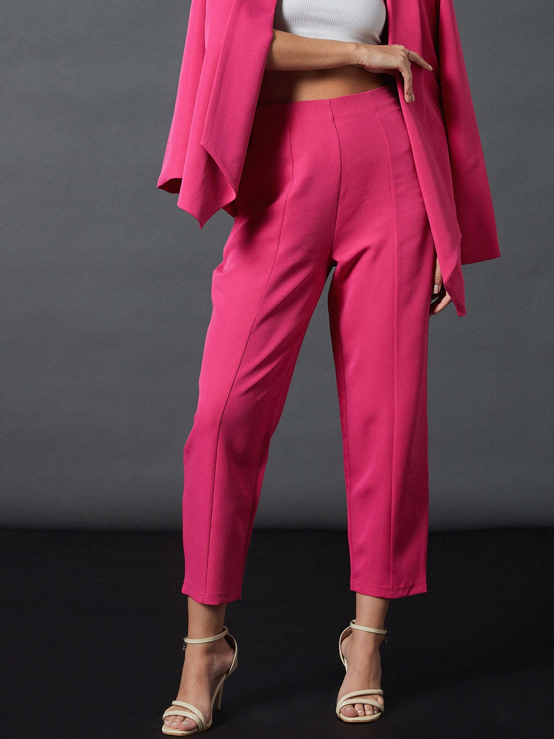 

SASSAFRAS worklyf Women Pink Mom Fit High-Rise Trousers