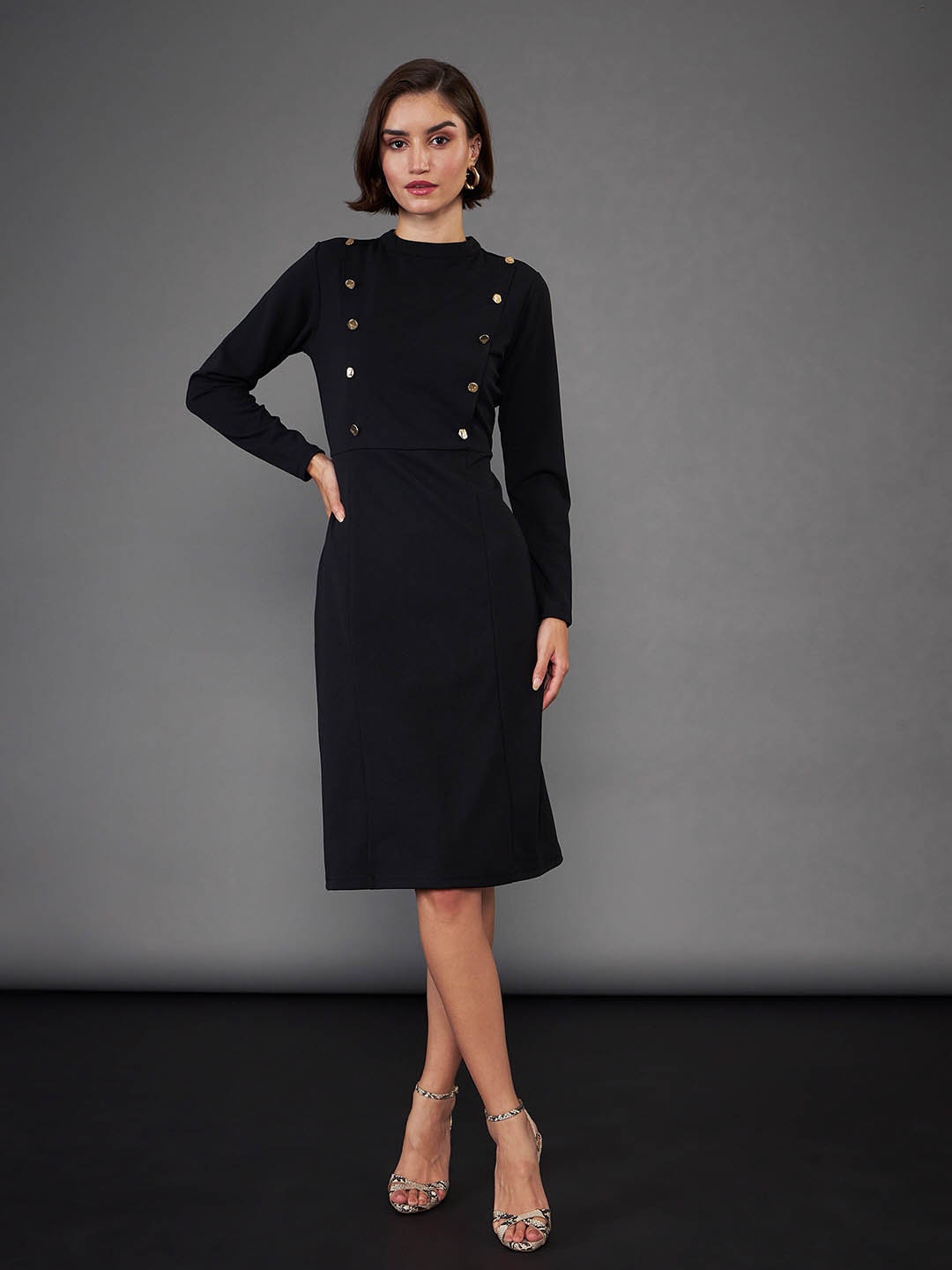 

SASSAFRAS worklyf High Neck Sheath Dress, Black