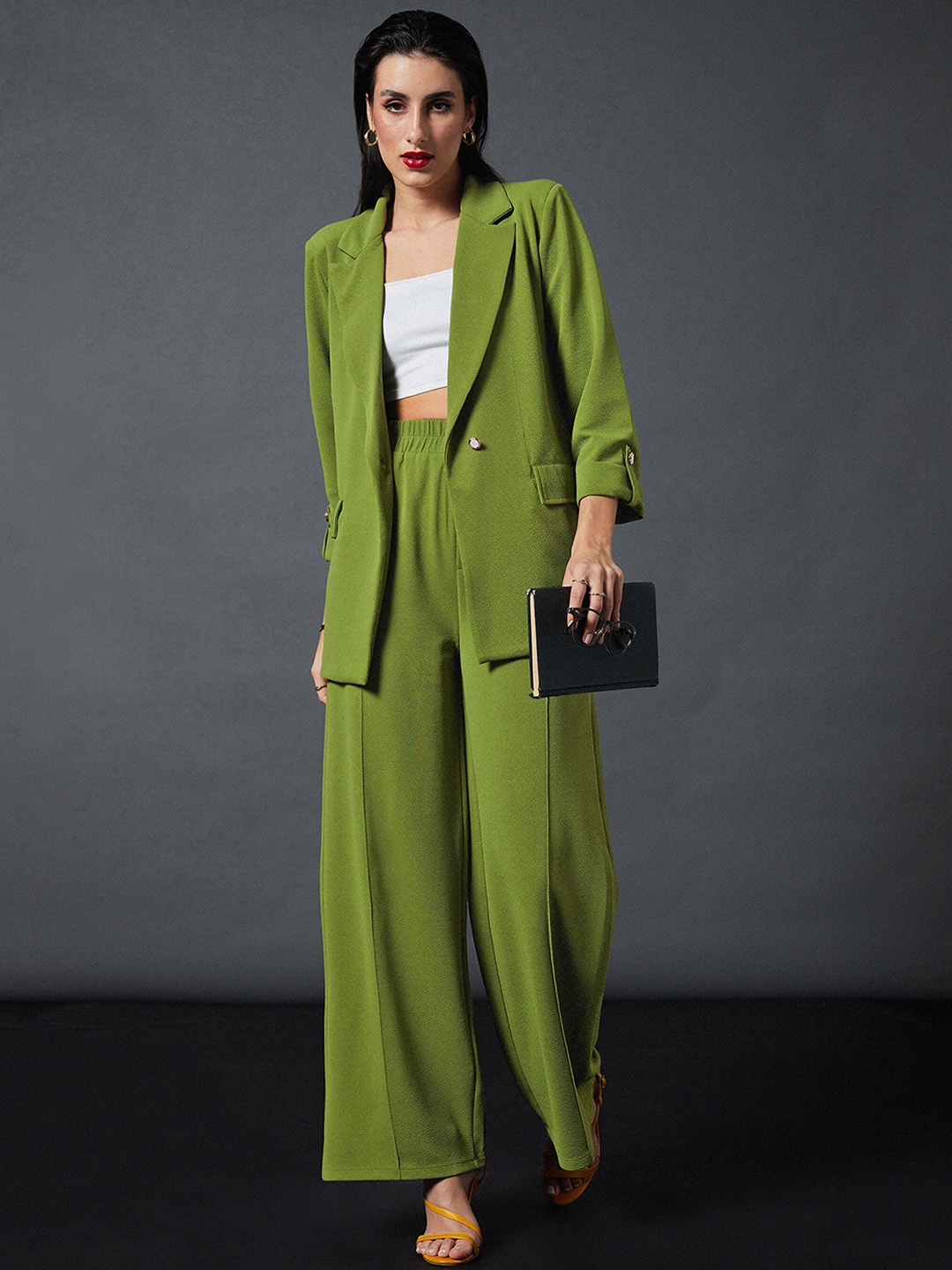 

SASSAFRAS worklyf Longline Blazer With Trousers Co-Ords, Olive