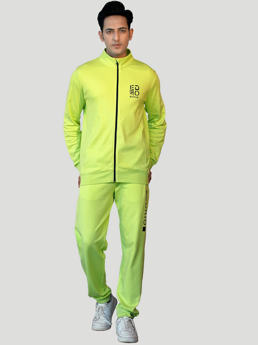 

EDRIO Men Low-Rise Cotton Tracksuits, Lime green