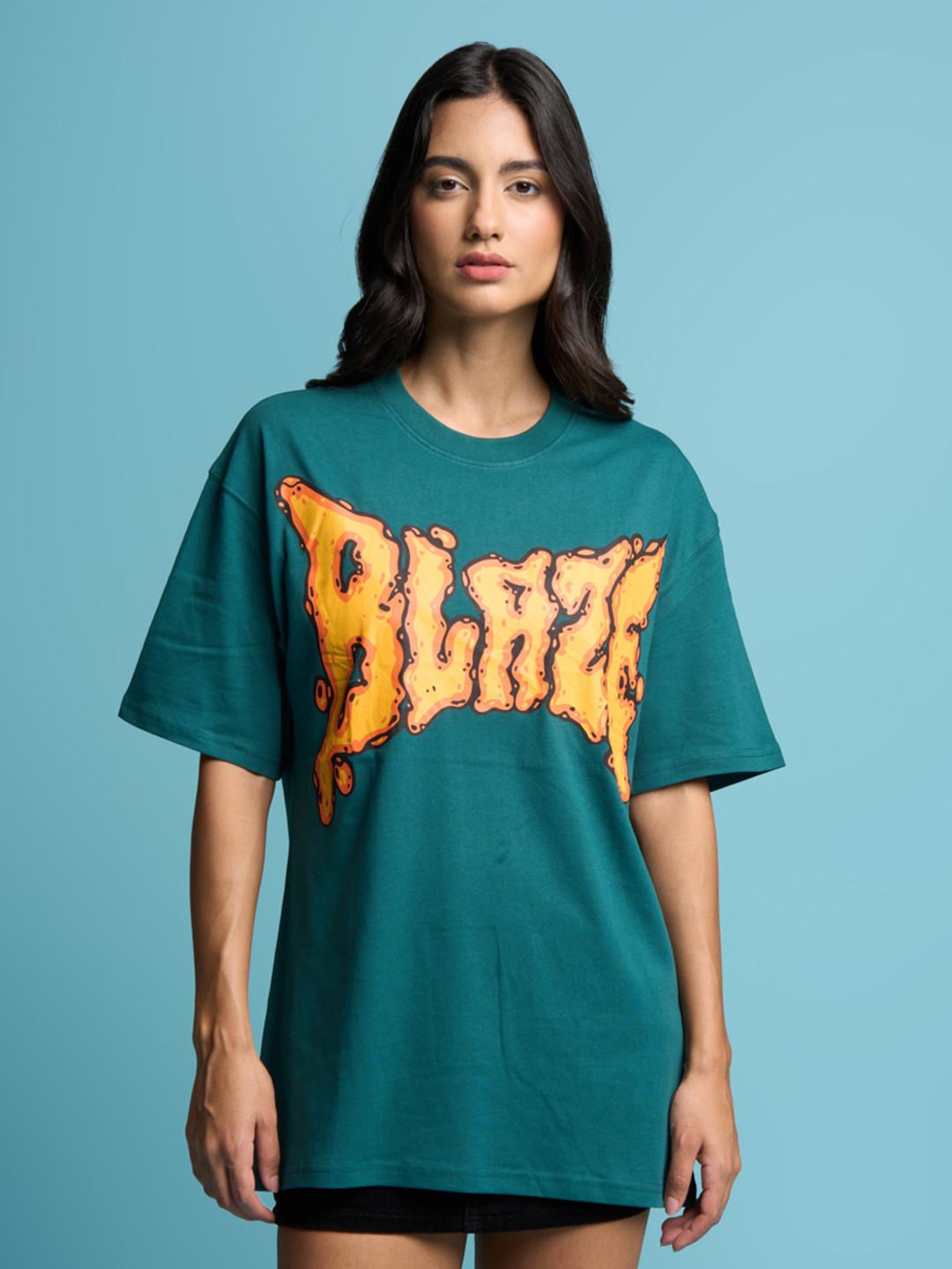 

Bonkers Corner Typography Printed Cotton Oversized T-shirt, Green