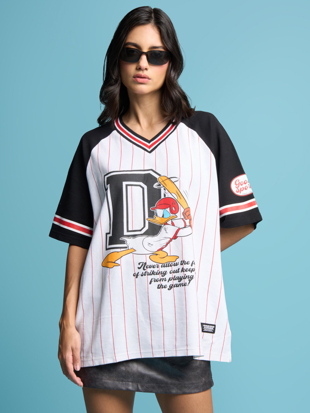 

Bonkers Corner Varsity Printed Cotton Oversized T-shirt, White