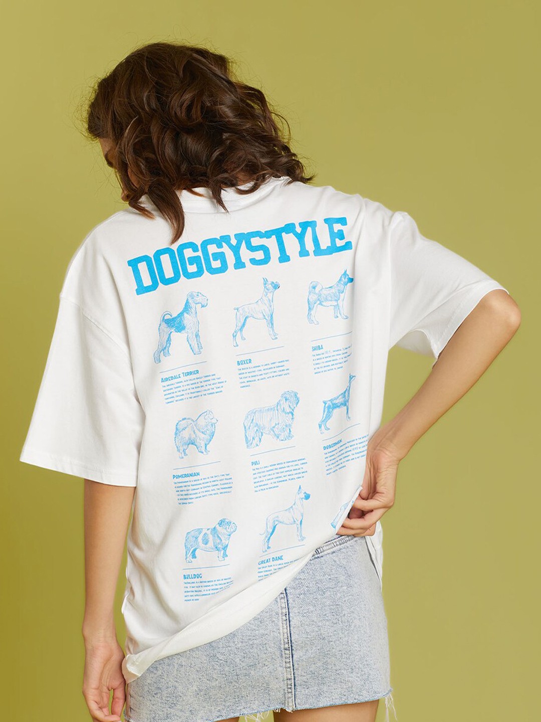 

Bonkers Corner White Graphic Printed Drop-Shoulder Sleeves Cotton Oversized T-shirt