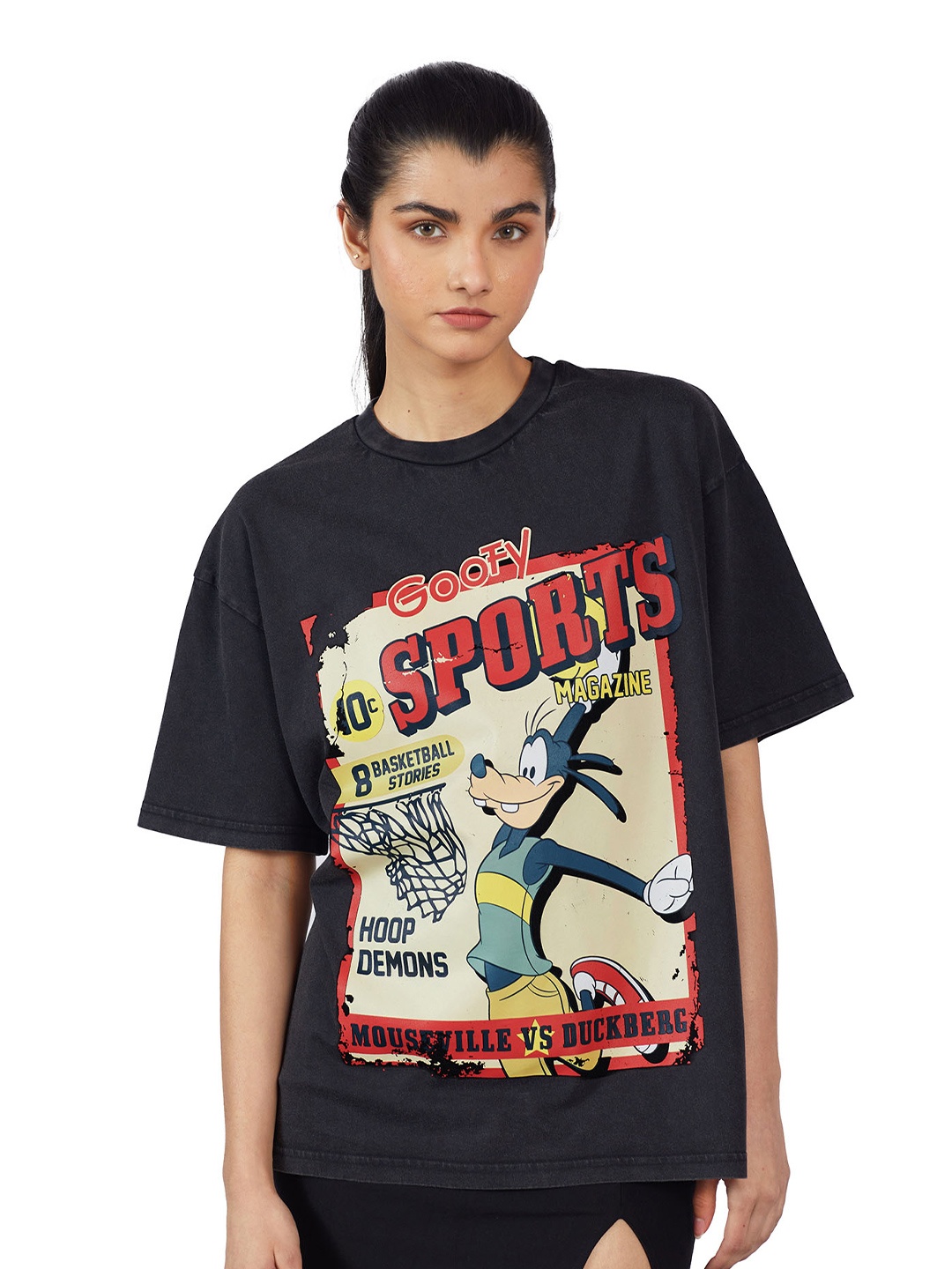 

Bonkers Corner Goofy Printed Loose T-shirt, Black