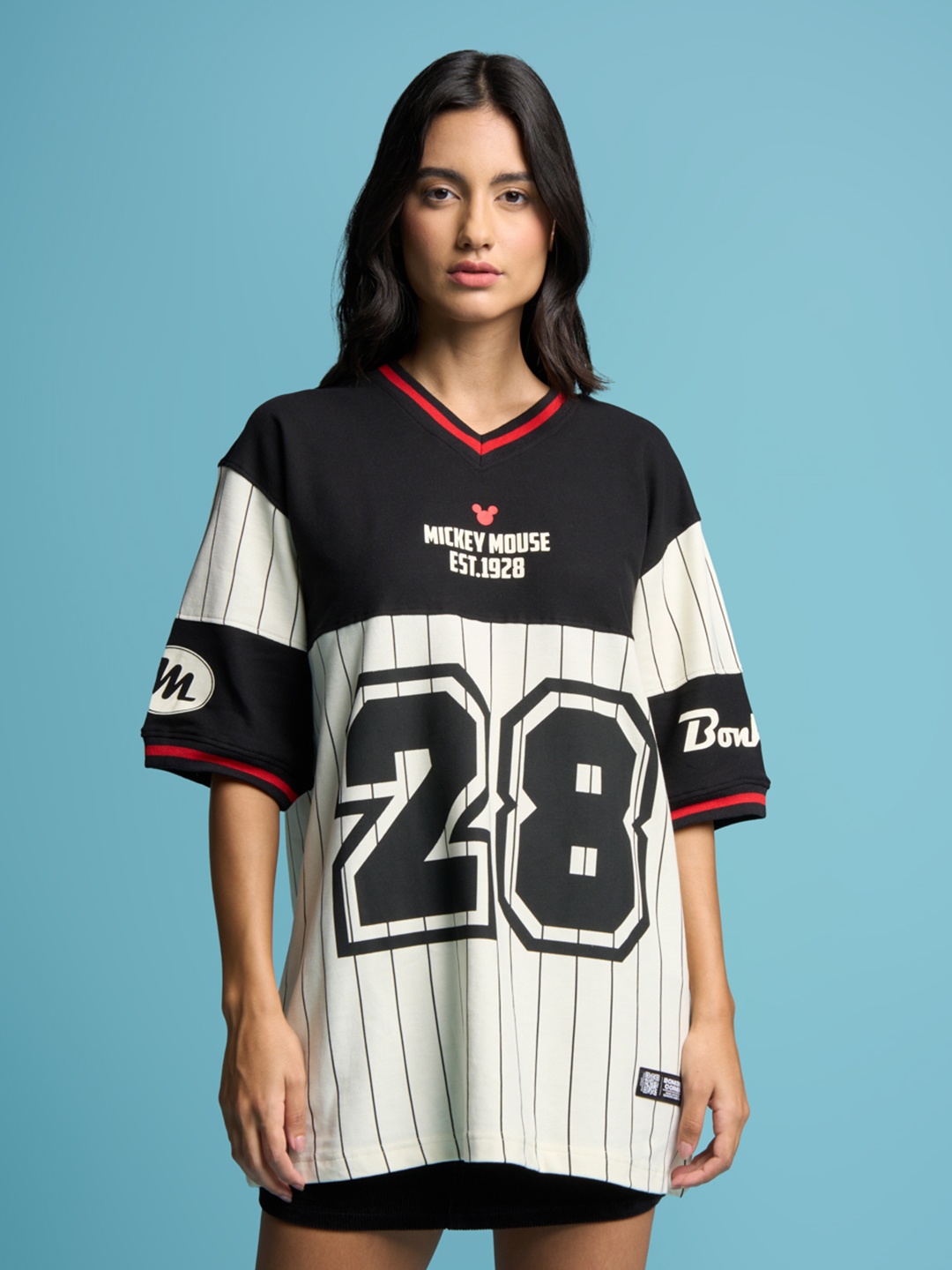 

Bonkers Corner Varsity Printed Oversized Cotton T-Shirt, White