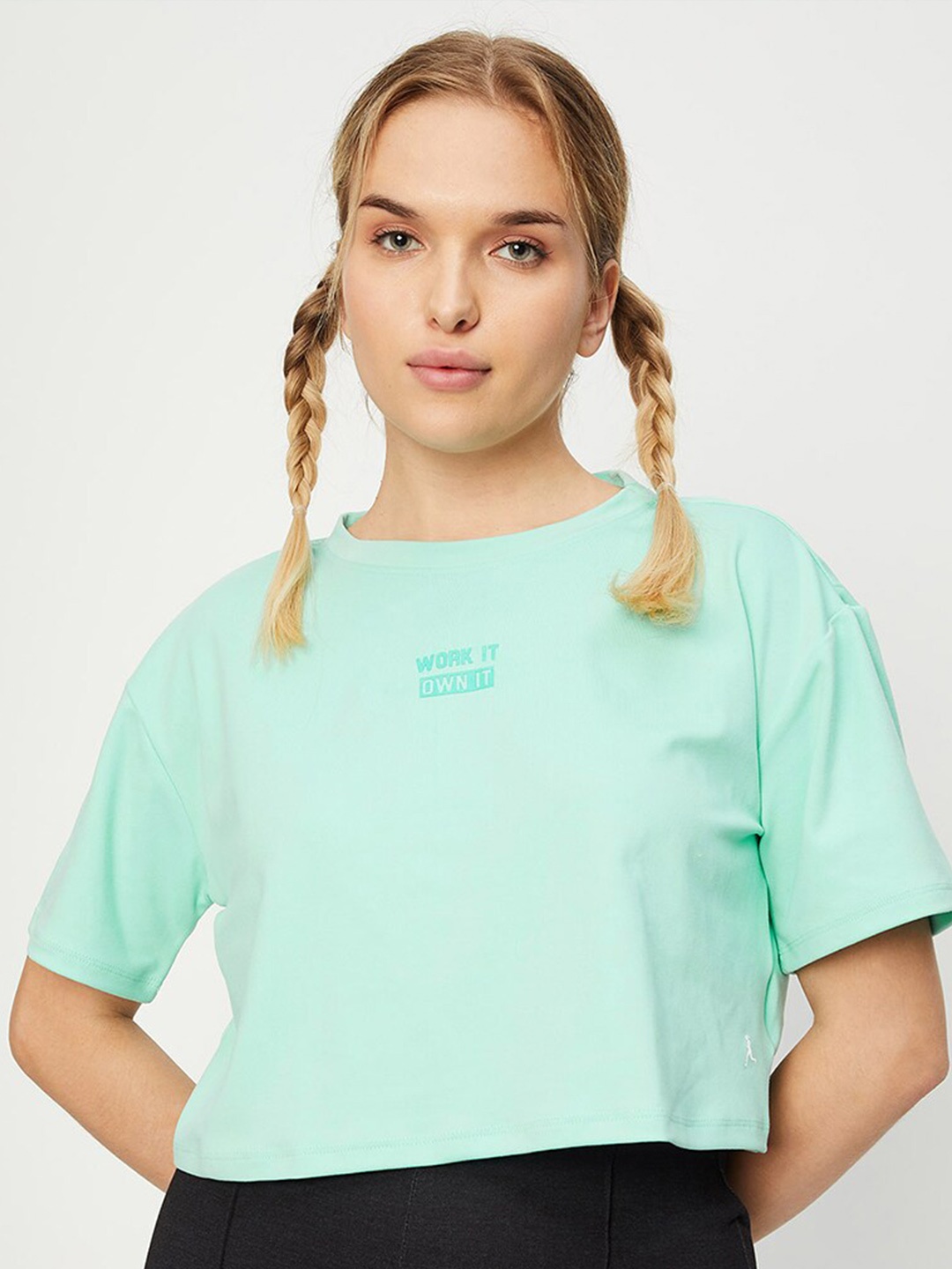 

max Round Neck Drop Shoulder T-Shirt, Green