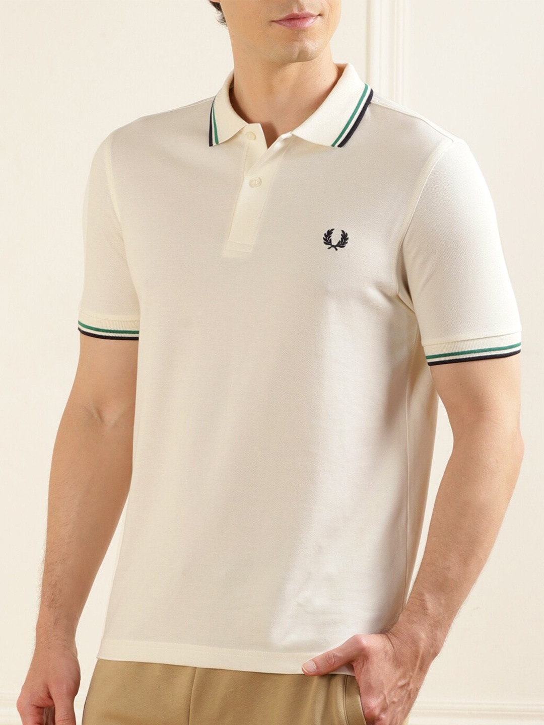 

Fred Perry Polo Collar Regular Fit Cotton T-shirt, White