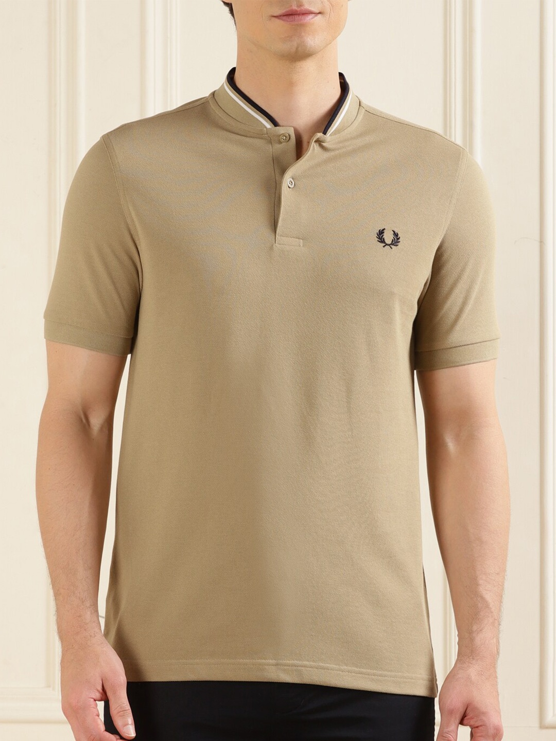 

Fred Perry Henley Neck Regular Fit Cotton T-shirt, Brown