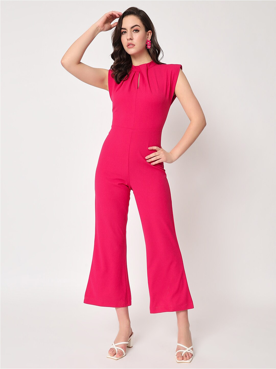 

Zastraa Halter Neck Culotte Jumpsuit, Fuchsia